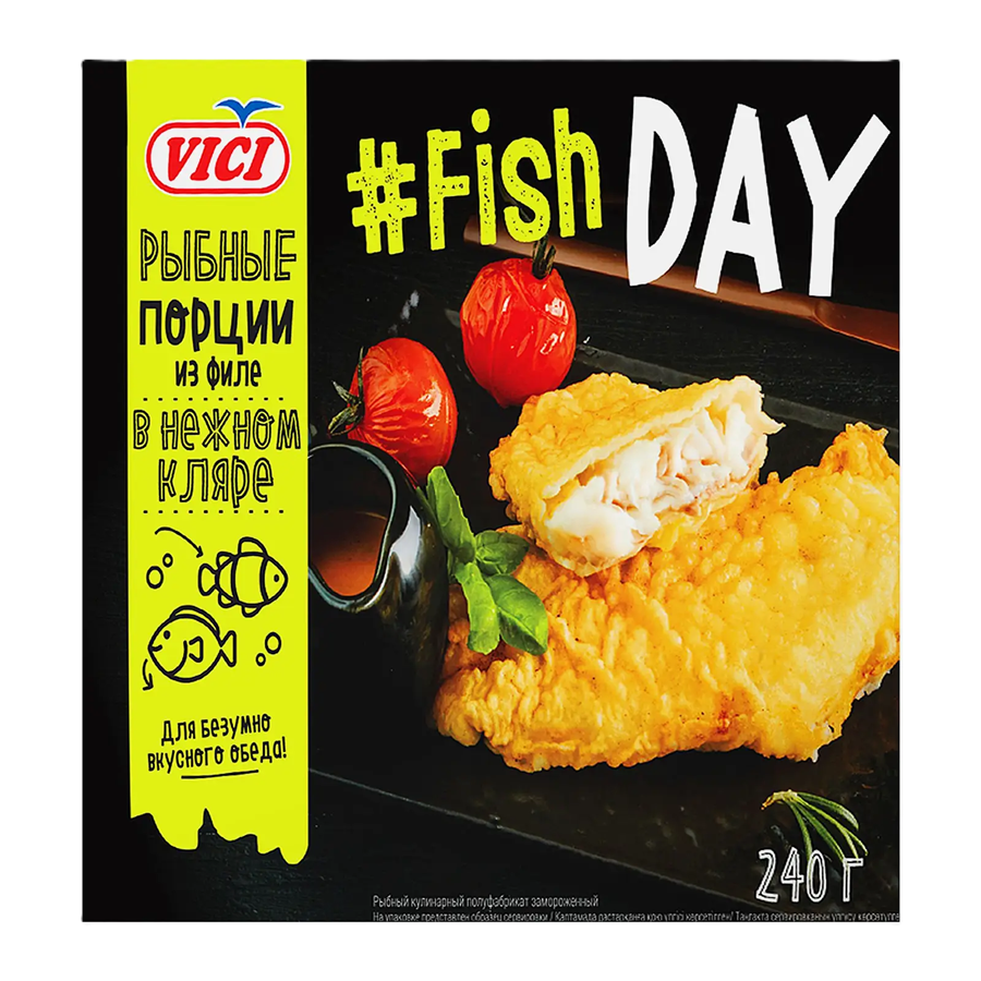 ЭЙСБЕР маркет Филе рыбное Vici Fish Day в нежном кляре замороженное 240г
