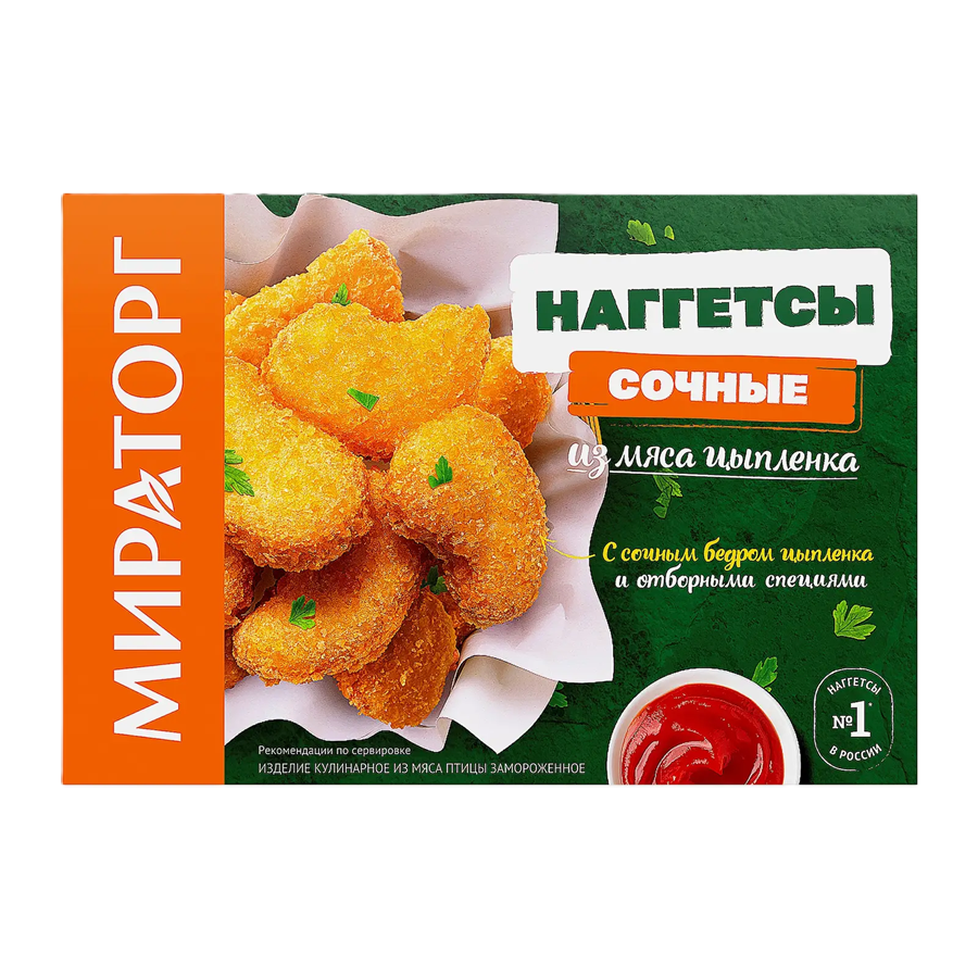 ЭЙСБЕР маркет Наггетсы из мяса цыпленка Мираторг Сочные 250г