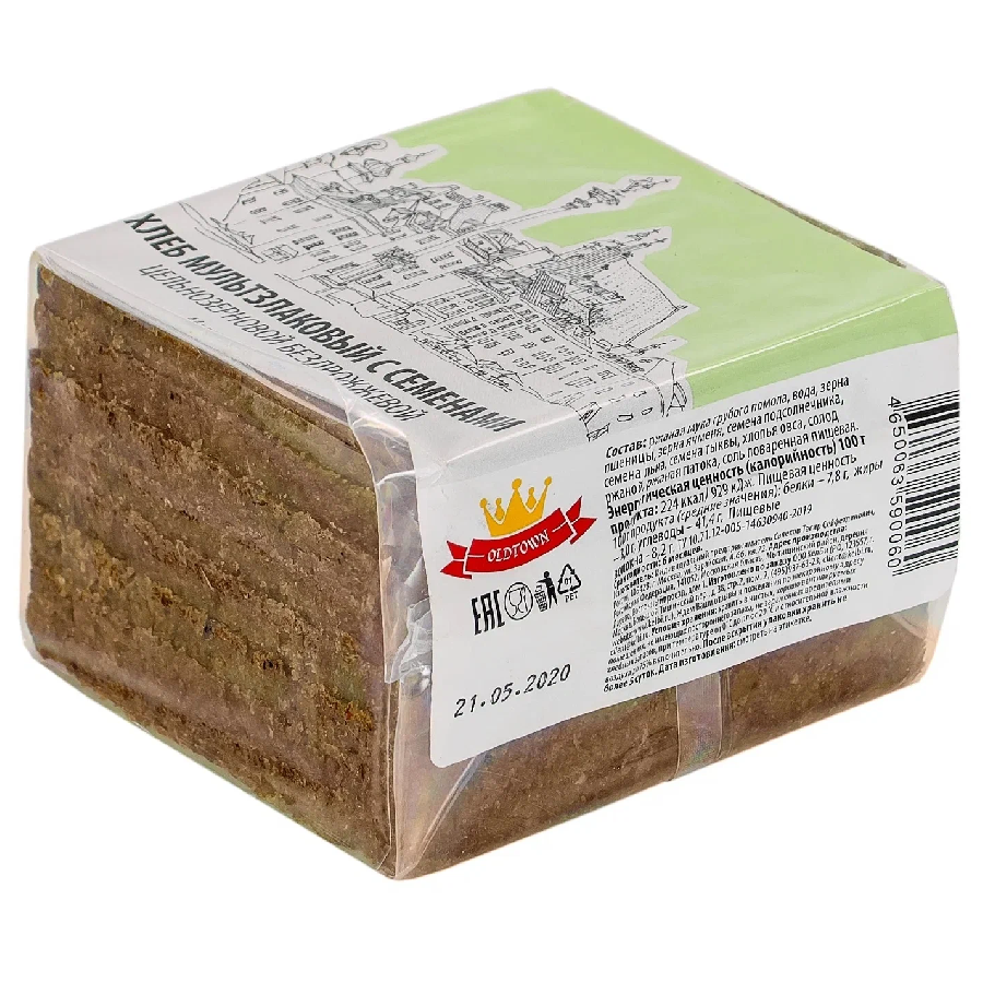 ЭЙСБЕР-Хлеб мультизлаковый с семенами, Old Town, цельнозерновой бездрожжевой - купить в ЭЙСБЕР маркет