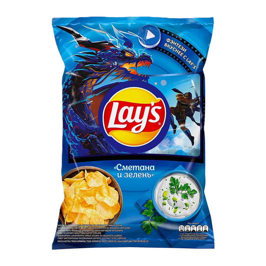 ЭЙСБЕР маркет Чипсы Lays Сметана и зелень 225г