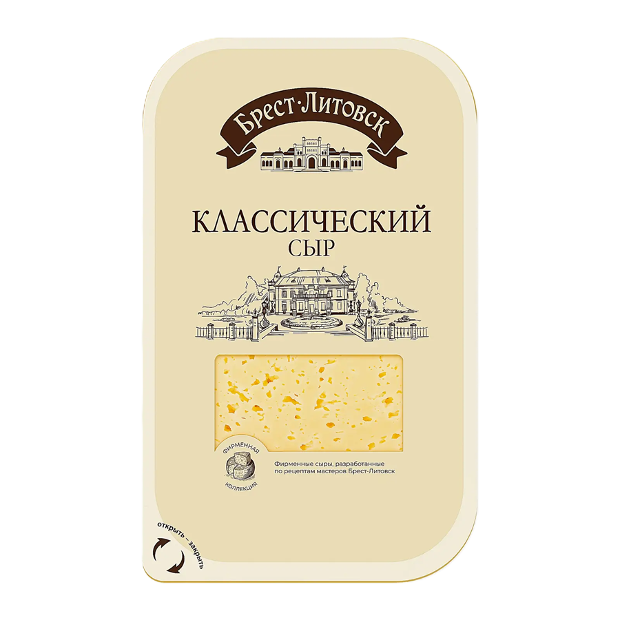 ЭЙСБЕР маркет Классический сыр слайсы 45% Брест-Литовск 130г