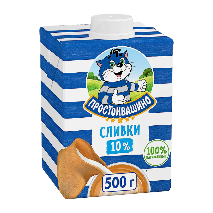 ЭЙСБЕР маркет Сливки Простоквашино ультрапастеризованные 10% 500г