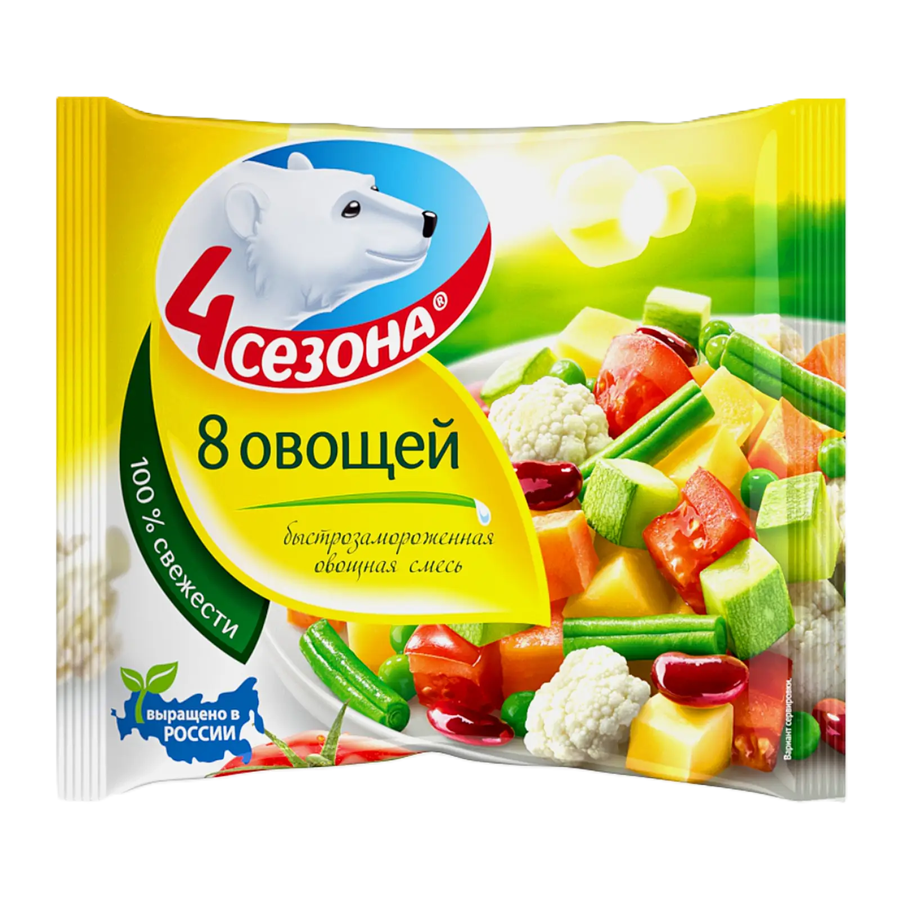 ЭЙСБЕР маркет Смесь овощная 4 Сезона 8 овощей быстрозамороженная 400г