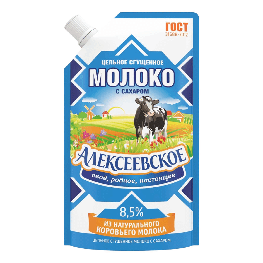 ЭЙСБЕР-Сгущенное молоко Алексеевское цельное с сахаром 8,5 % БЗМЖ 270 г - купить в ЭЙСБЕР маркет