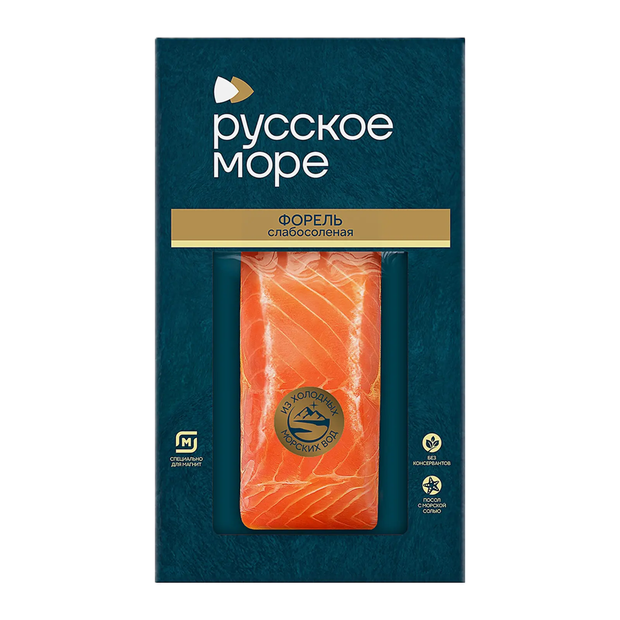 ЭЙСБЕР маркет Форель Русское море слабосоленая филе-кусок 150г