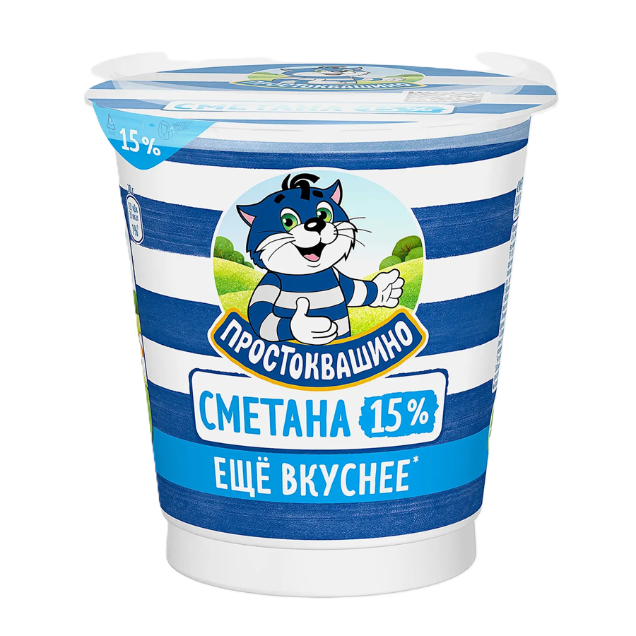 ЭЙСБЕР маркет Сметана Простоквашино 15% 300г
