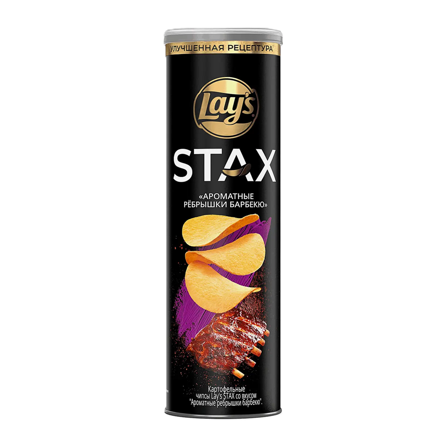 ЭЙСБЕР маркет Чипсы Ароматные ребрышки барбекю Lays Stax 140г