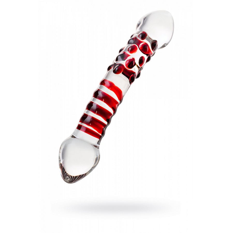 НАDО-Фаллоимитатор Sexus Glass стеклянный с красными полосками - купить в НАДО маркет