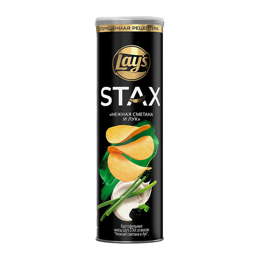ЭЙСБЕР маркет Чипсы Нежная сметана и лук Lays Stax 140г