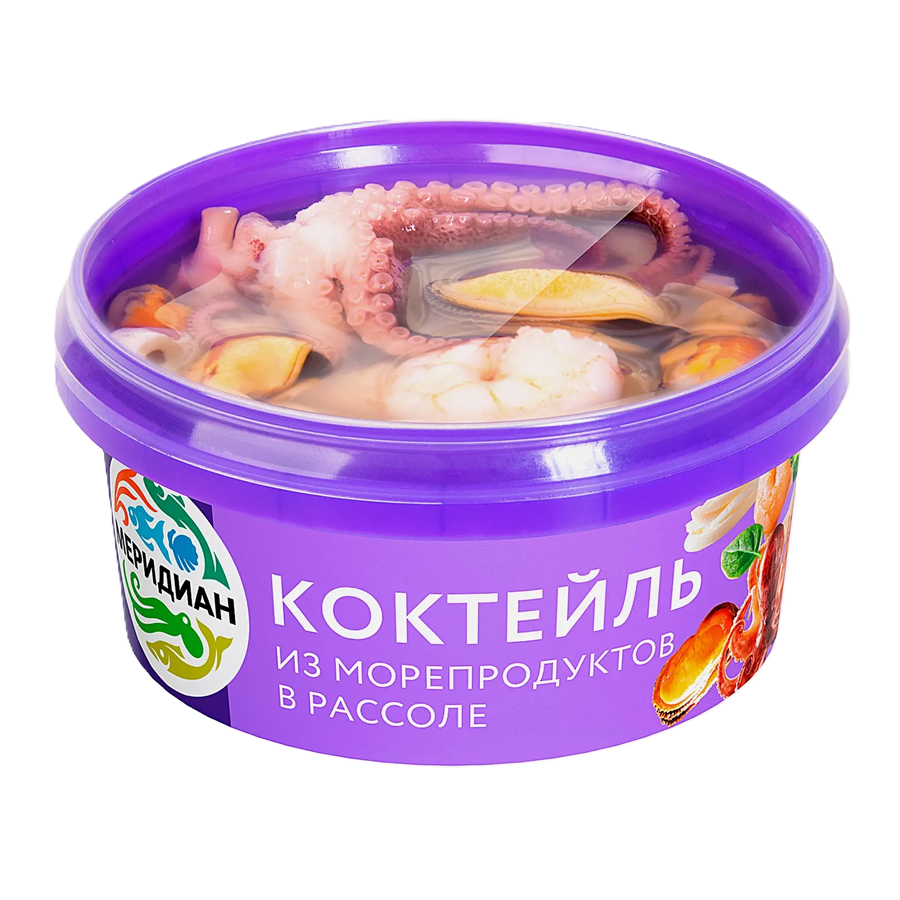 ЭЙСБЕР маркет Коктейль Меридиан из морепродуктов в рассоле 180г