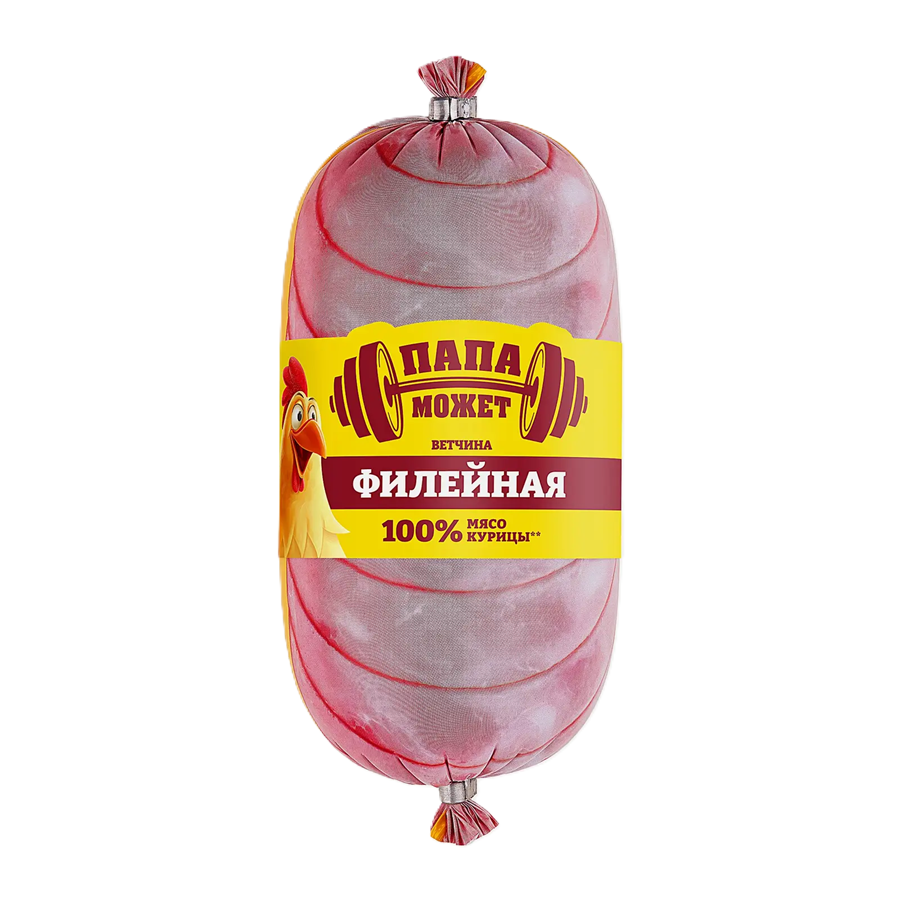 ЭЙСБЕР маркет Ветчина Папа Может филейная вареная из мяса птиц 400г