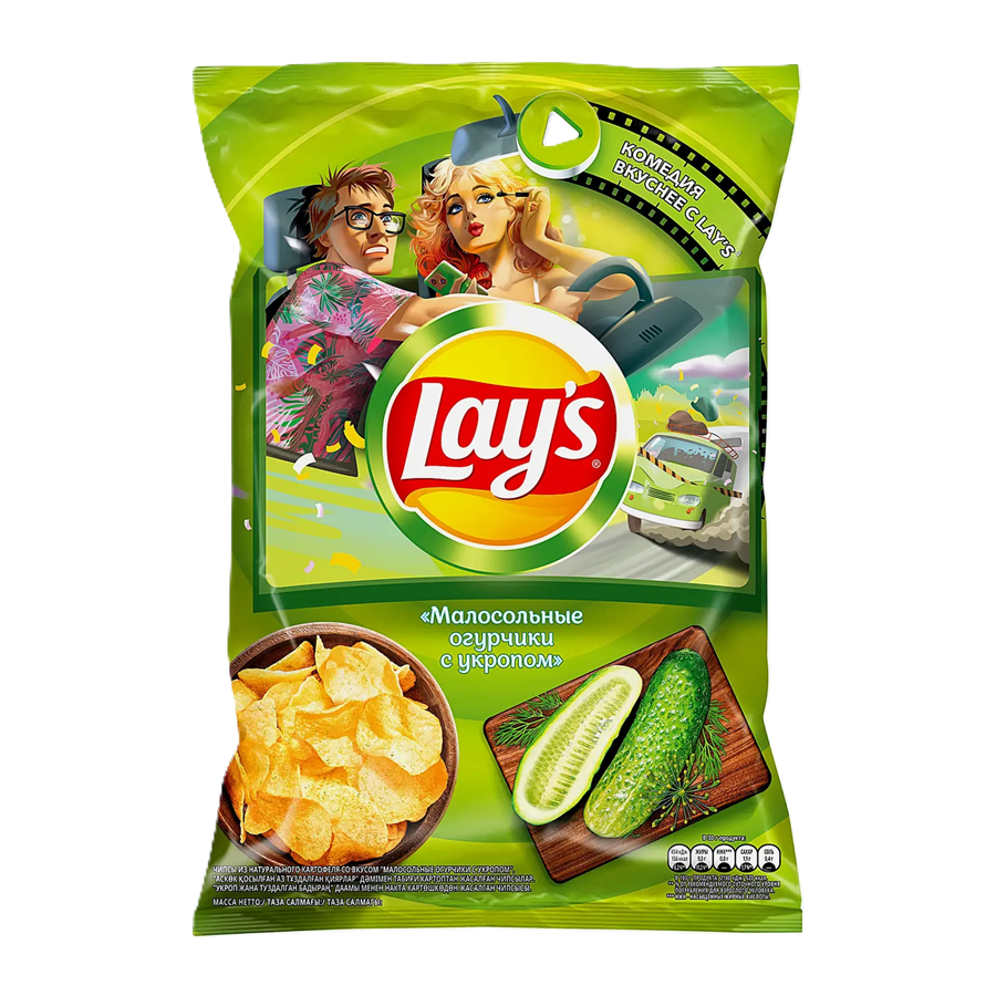 ЭЙСБЕР маркет Чипсы Lays картофельные Малосольные огурчики с укропом 225г
