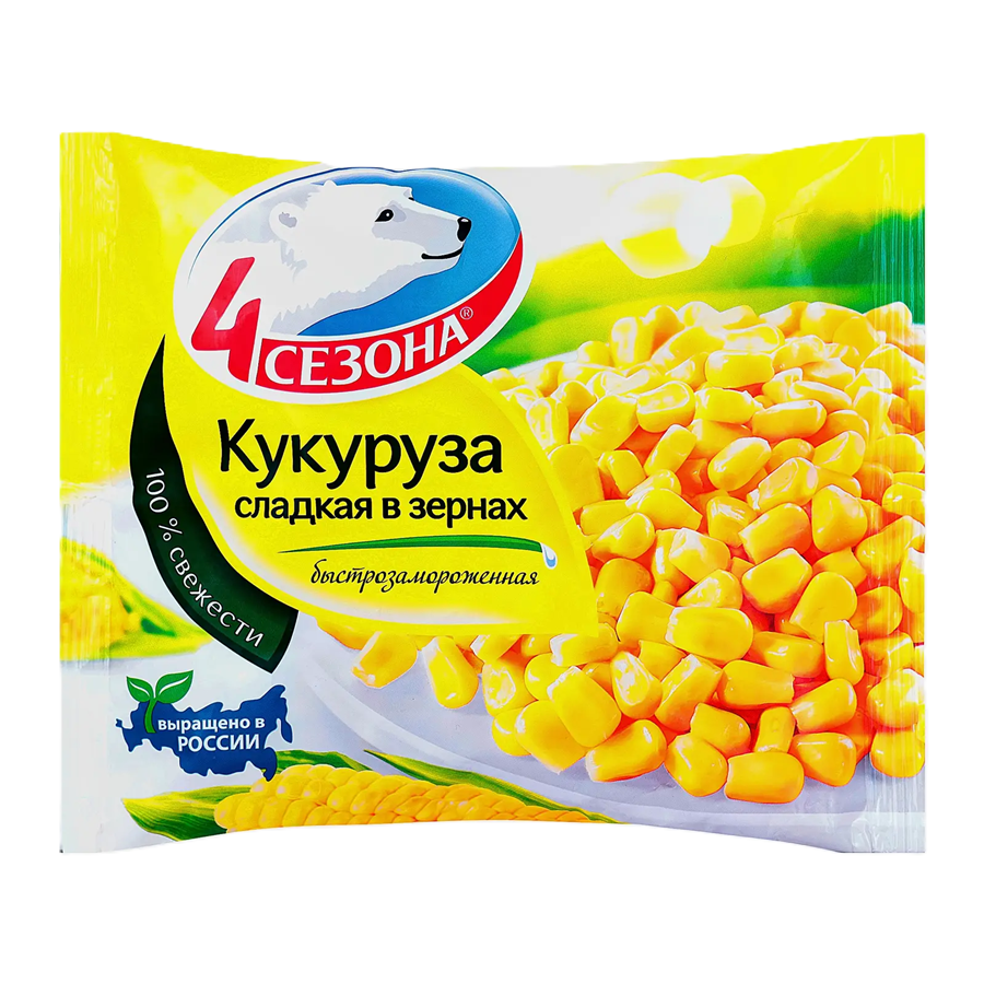 ЭЙСБЕР маркет Кукуруза 4 сезона сладкая в зернах быстрозамороженная 400г